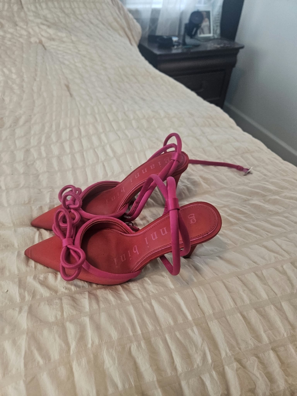 Gianni Bini Hot Pink Knotted Strappy Pointed-Toe Heels
